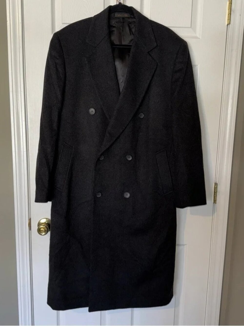 GGG Clothes Men's Black Wool Cashmere Trench Coat Professional Size 42R Corpcore